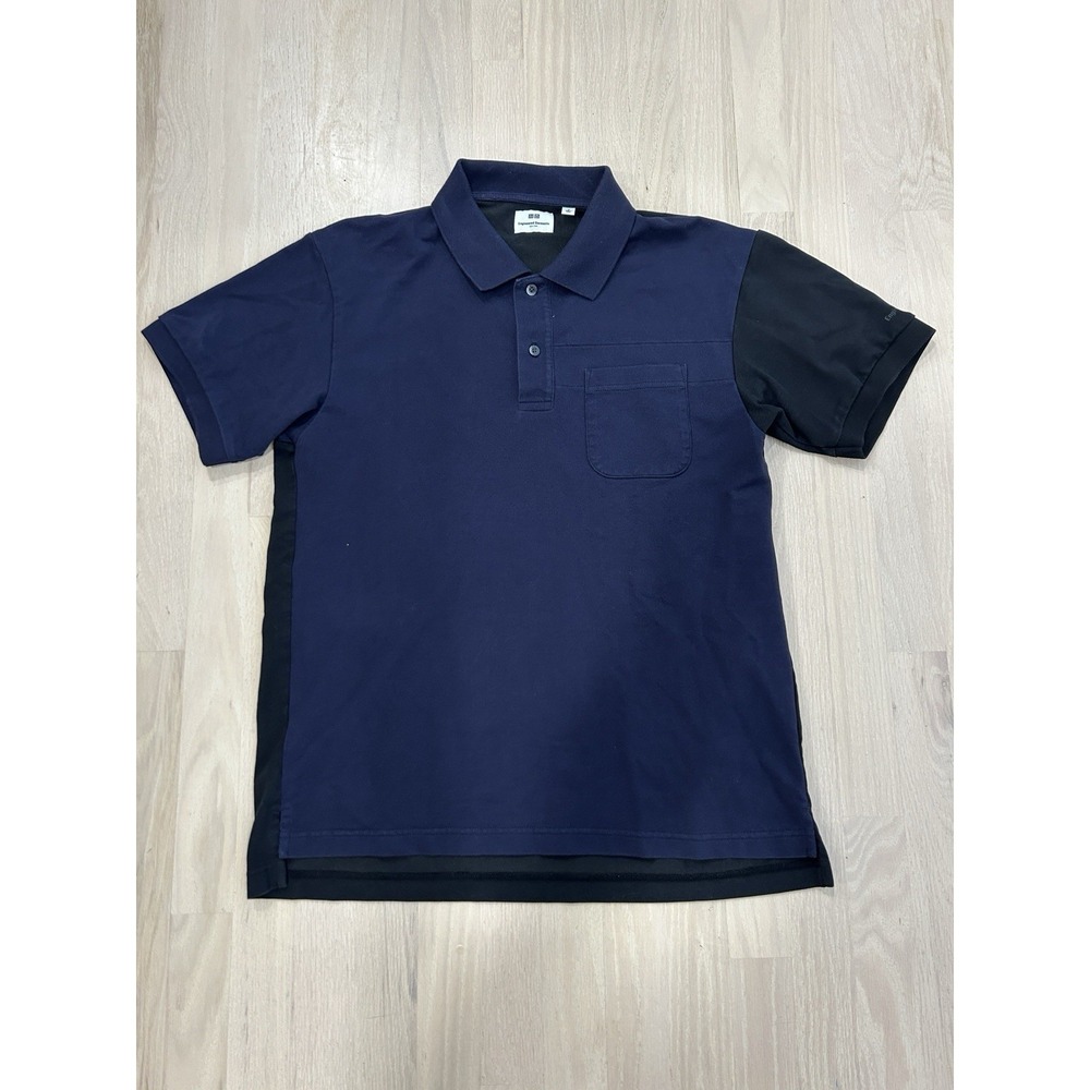 UNIQLO x ENGINEERED GARMENTS Blue Black Colorblock Cotton Blend Polo Medium